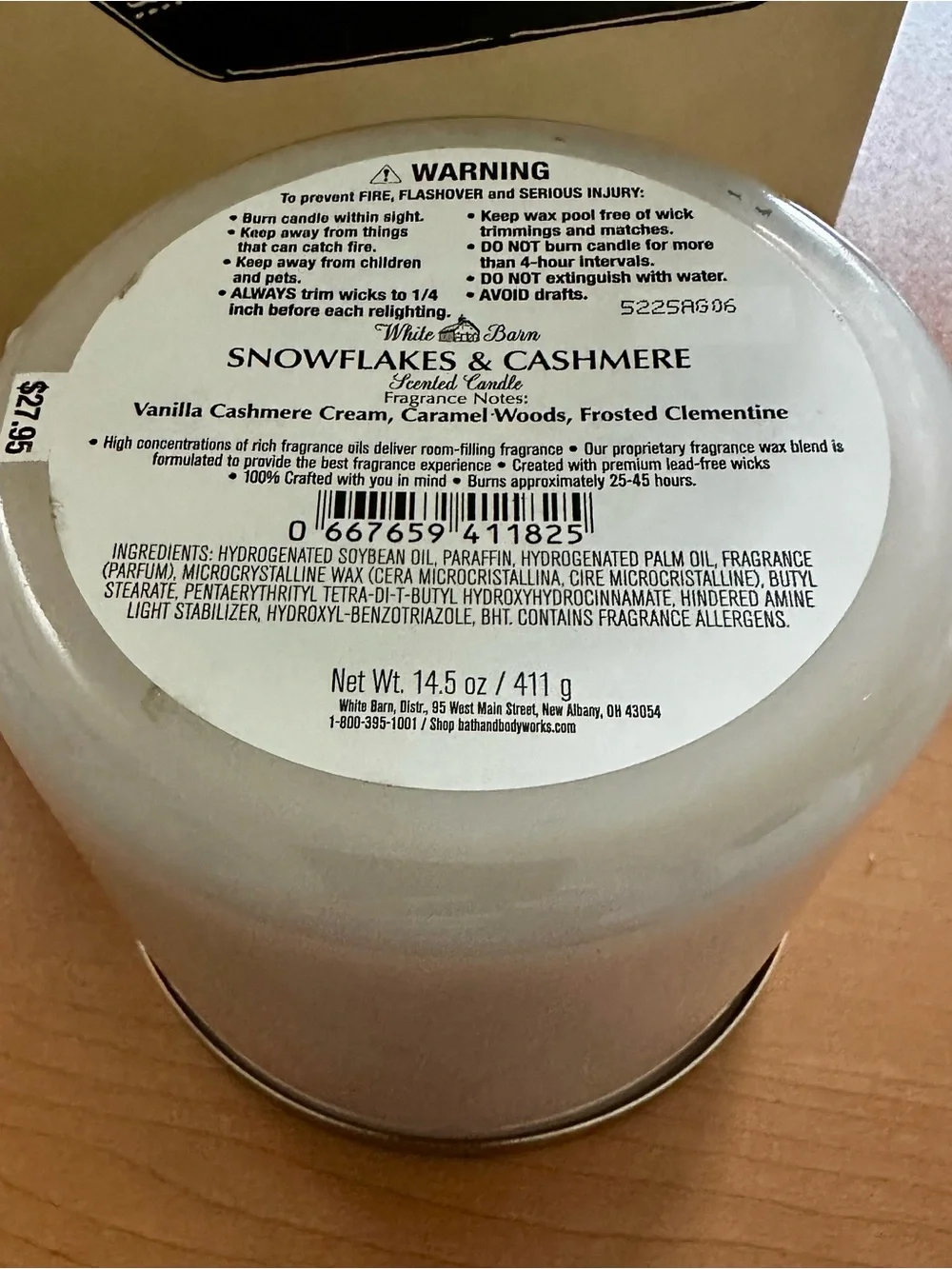 White Barn Snowflakes & Cashmere 3-Wick Scented Candle